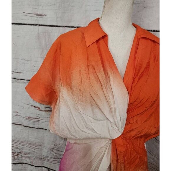 Anthropologie Short Sleeve Twist Front Midi Dress Size Small Petite NWT - Picture 6 of 8